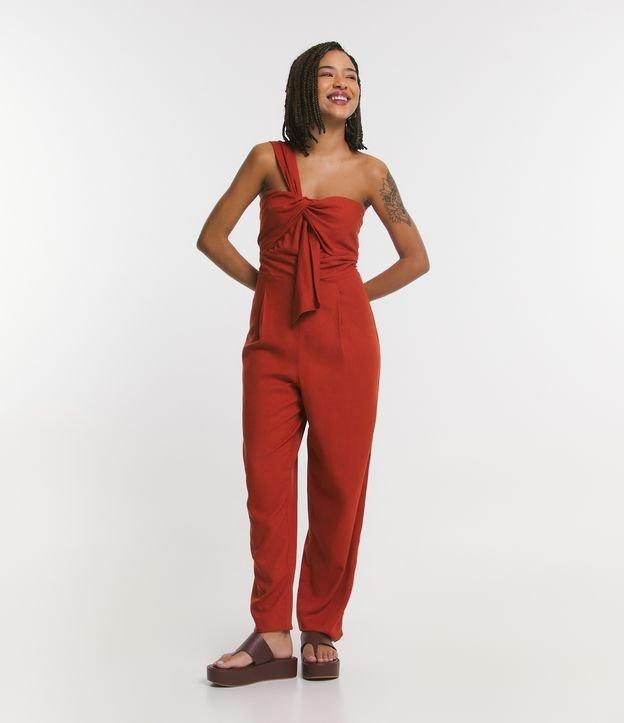 Macacão Longo em Viscose e Linho com Busto Marcado - 1