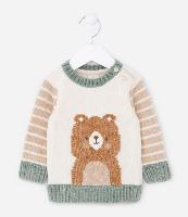 Blusão Infantil em Tricô com Estampa de Urso - Tam 0 a 18 meses - 1