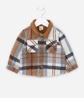Jaqueta Infantil em Flanela com Estampa Xadrez e Bolsinho - Tam 3 a 18 meses - 1