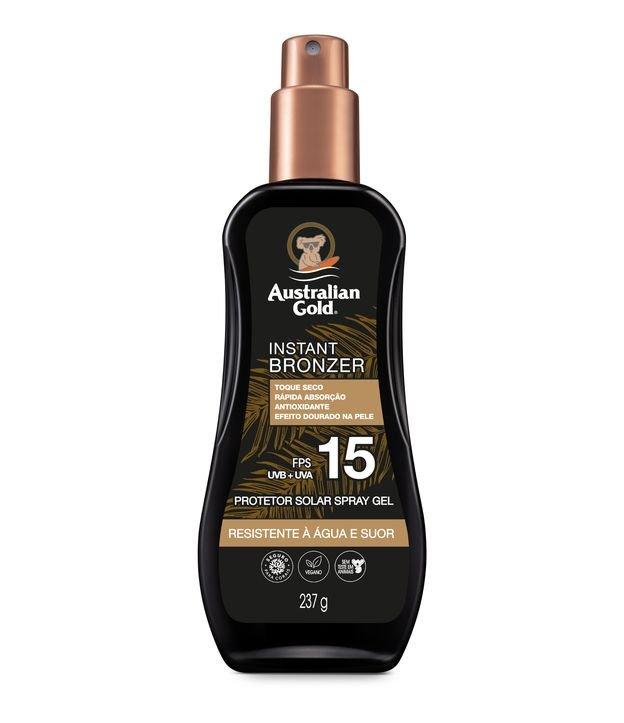 Protetor Solar Australian Gold FPS 15 Instant Bronzer Spray Gel - 1
