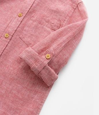 Camisa Infantil em Linho com Algodão e Bolsinho Frontal - Tam 1 a 4 anos