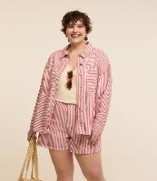 Jaqueta Leve Jeans com Estampa Listrada Curve & Plus Size - 1