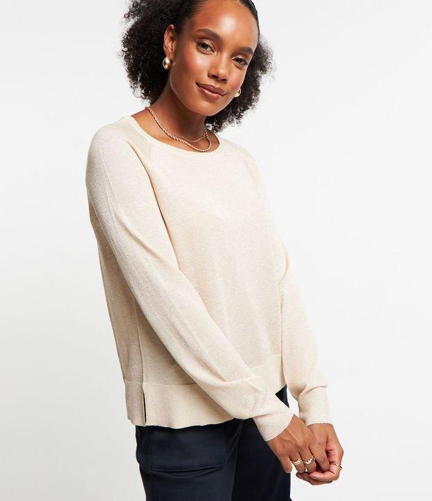 Suéter Amplo em Tricô com Gola Redonda - 1