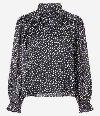 Blusa em Chiffon com Fios Metalizados e Poás Estampados