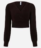 Blusa Cropped em Malha Texturizada com Manga Longa Bufante - 1