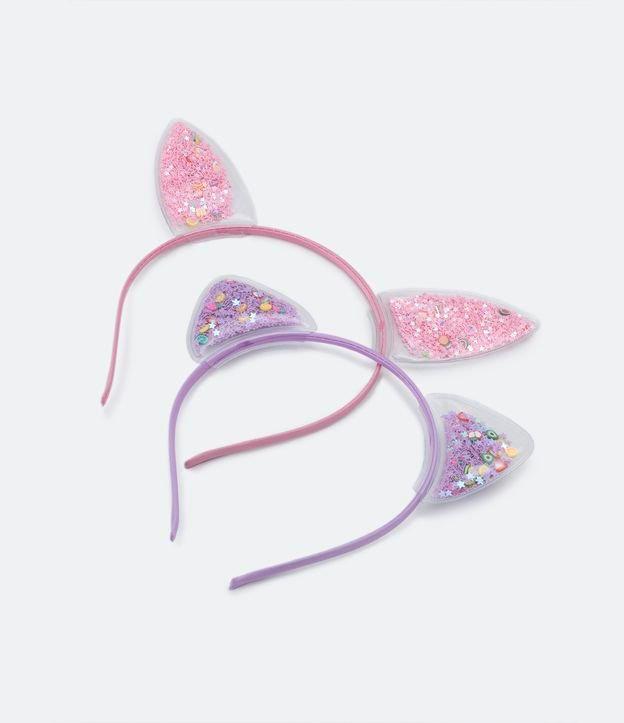 Kit 02 Tiaras Infantis com Orelhinhas e Brilhinhos - Tam U - 1