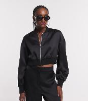 Jaqueta Bomber Curta com Textura Acetinada e Zíper - 1