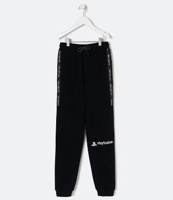 Calça Infantil em Tecido Leve e Lettering PlayStation - 5 a 14 Anos
