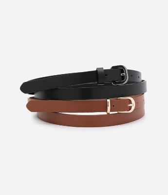 Kit 02 Cintos Finos em Material Sintético Curve & Plus Size