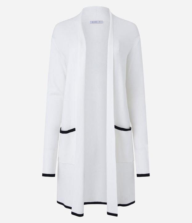 Cardigan Alongado em Tricô com Detalhes Contrastantes - 2
