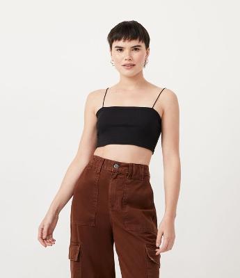 Blusa Regata Cropped em Algodão com Alcinha Finas