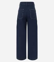 Calça Reta em Sarja com Botões no Bolso e Costura Aparente - 1