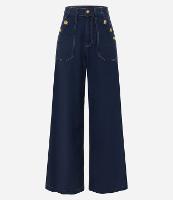 Calça Reta em Sarja com Botões no Bolso e Costura Aparente - 2