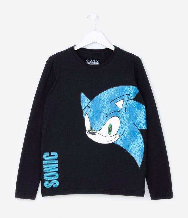 Camiseta Infantil em Algodão Estampa Sonic - Tam 5 a 12 anos - 1