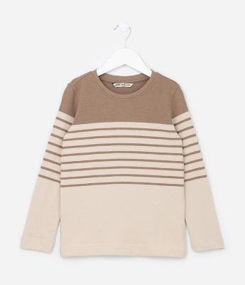 Camiseta Infantil Listradas com Bloco de Cores - Tam 5 a 14 anos