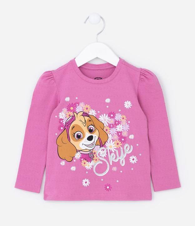 Blusa Infantil  Texturizada em Algodão Estampa Skye Patrulha Canina - Tam 2 a 6 anos - 2