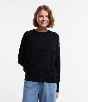 Cardigan Curto em Tricô com Botões