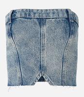 Top Tomara Que Caia em Jeans com Barra Cortada - 1