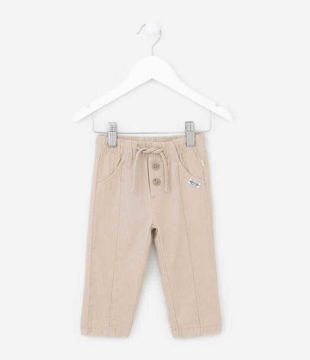 Calça Infantil em Chambray com Amarração na Cintura - Tam 0 a 18 meses - 1