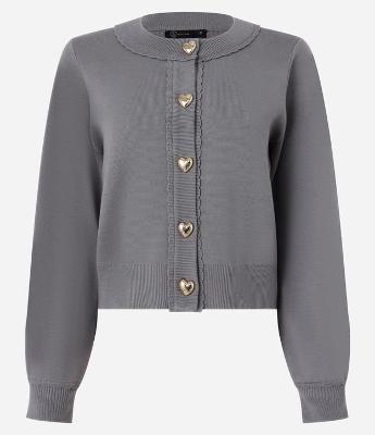 Cardigan Texturizado em Tricô com Botões de Coração