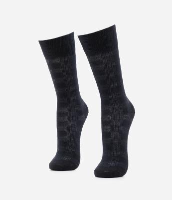 Meia Cano Longo em Algodão com Estampa Xadrez