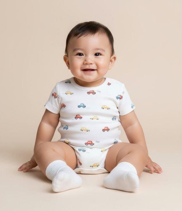 Body Infantil em Algodão Estampa Carrinhos - Tam RN a 24 meses - 2