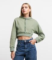 Blusão Cropped em Moletom com Forro Fleece e Capuz - 1