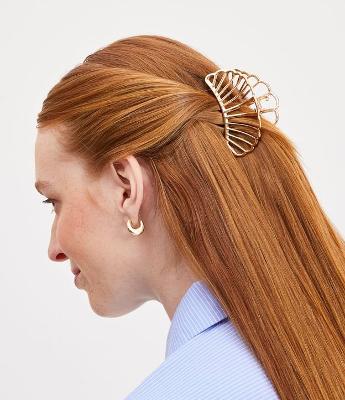 Piranha de Cabelo em Metal com Formato de Concha