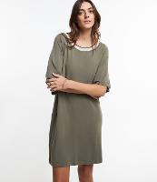 Vestido T-Shirt em Viscose com Mangas Amplas e Gola em Tricô - 1