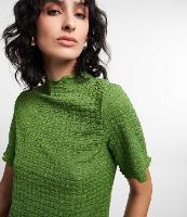 Blusa com Golinha e Textura Quadriculada - 1