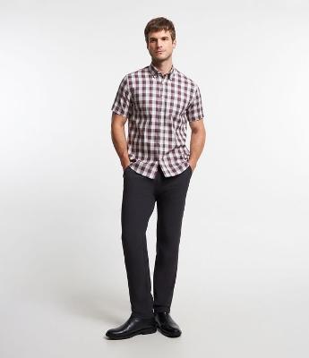 Camisa em Tricoline Mercerizado com Estampa Xadrez