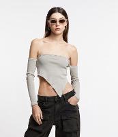 Blusa Tomara que Caia Cropped em Ribana com Barra Assimétrica - 1