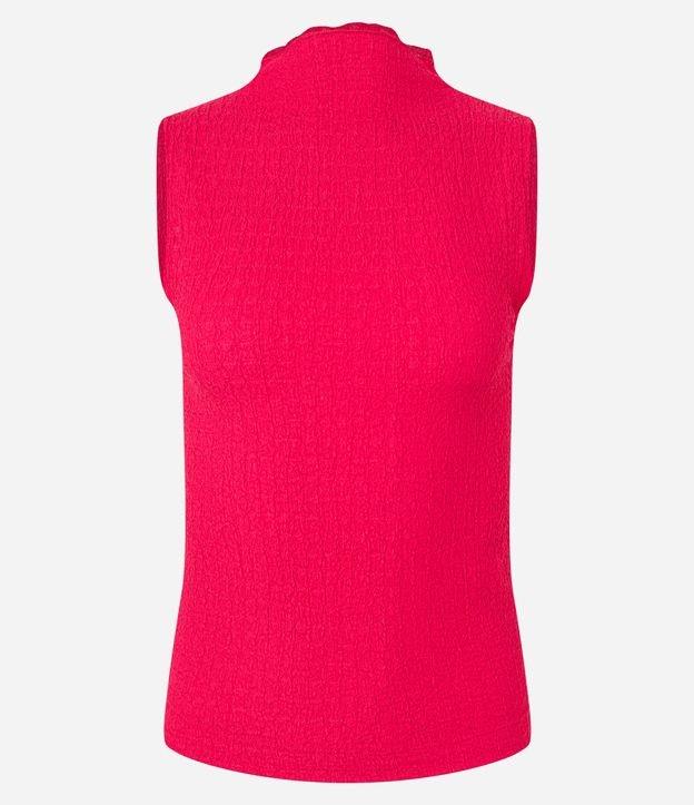 Blusa sem Manga em Tecido Texturizado com Golinha Alta - 1