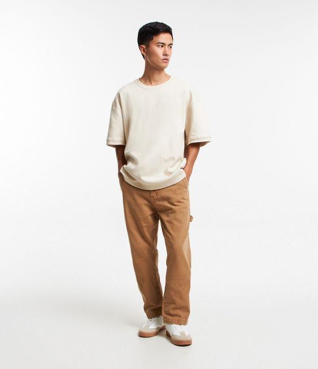 Calça Reta Loose em Sarja com Tira Lateral Carpinteiro - 1