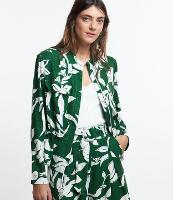 Jaqueta Parka em Viscolinho com Estampa Folhagens Contrastates - 1