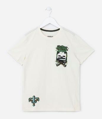 Camiseta Infantil com Estampa do Minecraft - Tam 5 a 14 anos