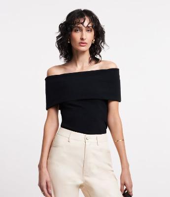 Blusa Ombro a Ombro em Ribana com Textura Canelada