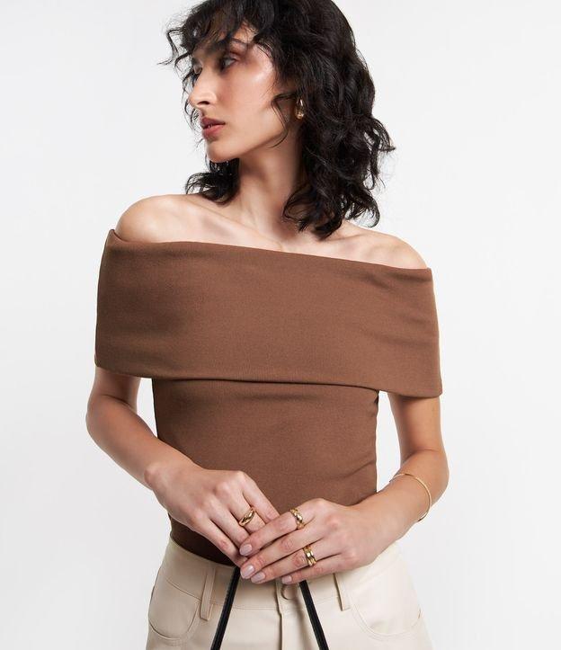 Blusa Ombro a Ombro em Ribana com Textura Canelada - 1