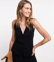 Blusa Colete Canelada em Ribana com Abotoamento - 1