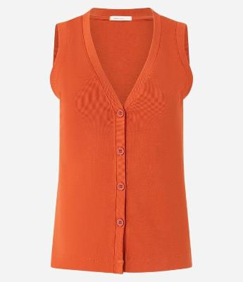 Blusa Colete Canelada em Ribana com Abotoamento