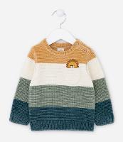 Suéter Infantil em Chenille com Bordado no Bolsinho - Tam 0 a 18 meses - 1