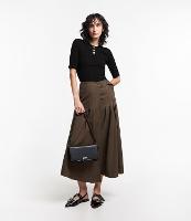 Saia Midi Alfaiatada com Fivela para Ajuste e Pregas - 1