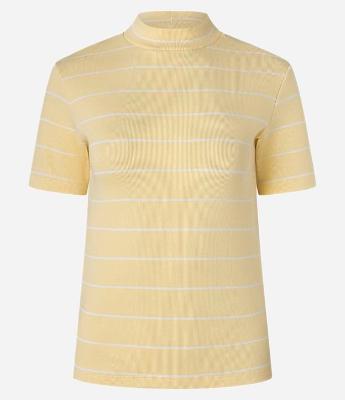 Blusa em Ribana com Golinha Média e Estampa Listrada