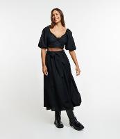 Saia New Midi em Viscose com Linho e Faixa na Cintura - 1