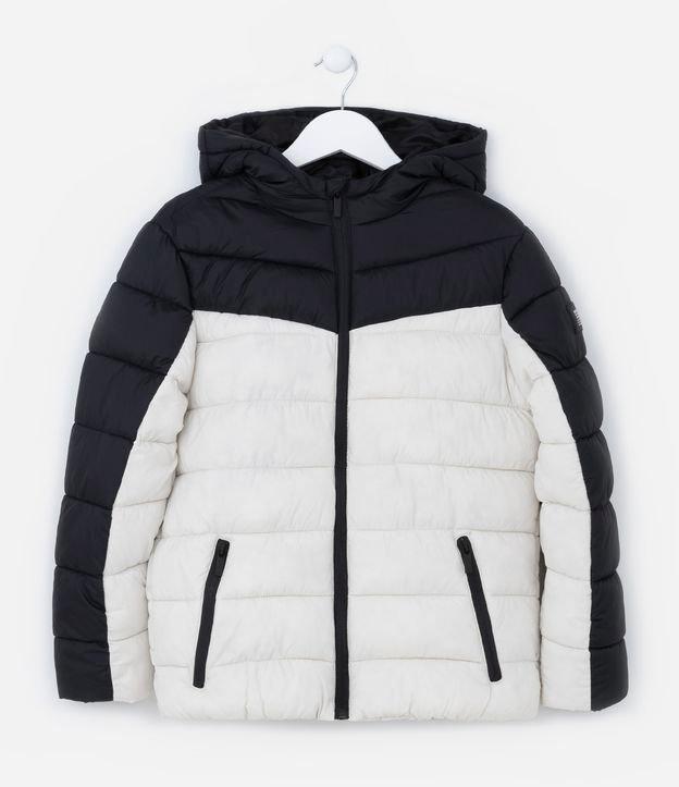 Jaqueta Puffer Infantil com Capuz e Recortes - Tam 5 a 14 anos - 1