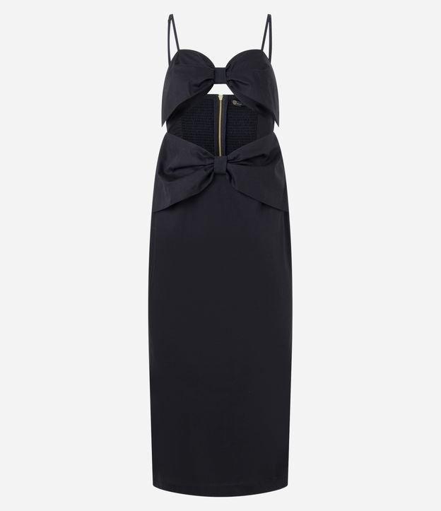 Vestido Midi em Tricoline com Alcinha e Laços Frontais - 1