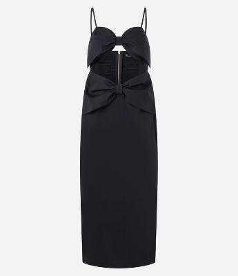 Vestido Midi em Tricoline com Alcinha e Laços Frontais