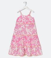 Vestido Regata Infantil Estampa Floral com Mini Pompons - Tam 5 a 14 Anos - 1