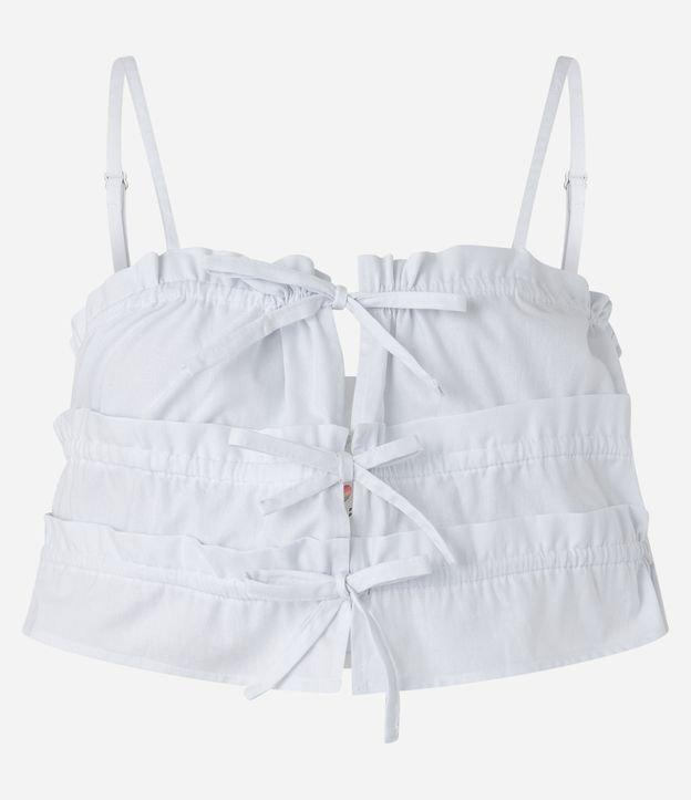 Blusa Top em Tricoline com Amarrações e Babados - 2