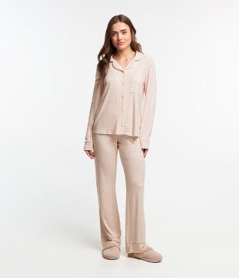 Pijama Americano Longo em Viscolycra com Estampa Xadrez